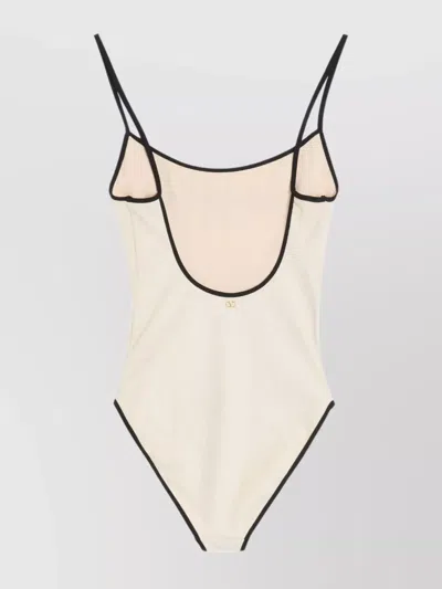 Valentino Spaghetti Straps Scoop Neckline High-cut Legs In White