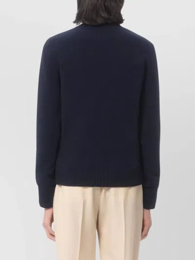Valentino Wool Sweater Heart Motif In Blue