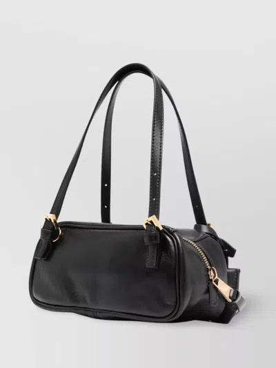 Versace Tag Bowling Black Shoulder Bag With Metallic Logo Lettering And Medusa Head Pendant In Leather Woman