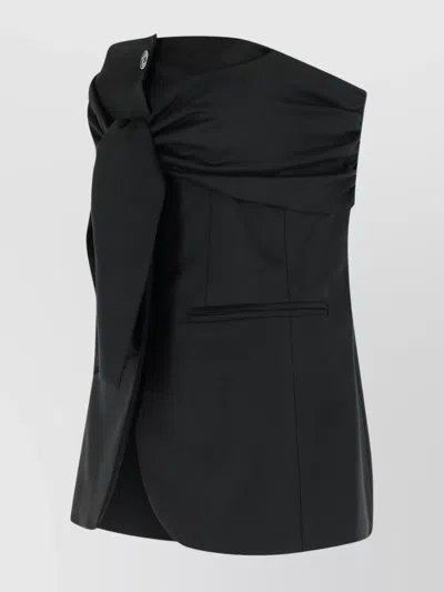 Max Mara Womens Black Veruska Strapless Wool Corset Top In Black