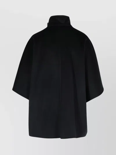 Max Mara Button Detail Cape With High Collar In Black