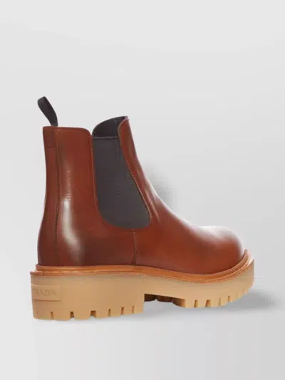 Prada Chunky Sole Leather Chelsea Boots