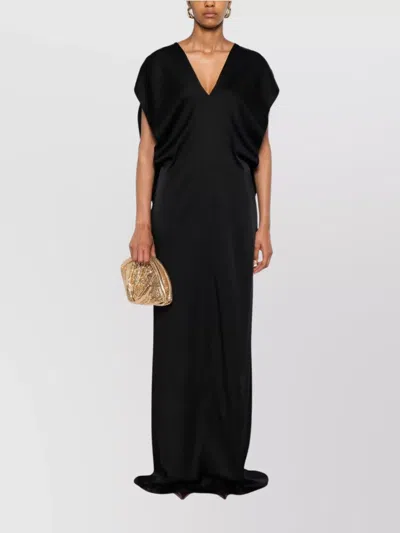 Stella Mccartney Abito Lungo In Raso Nero Donna In Black