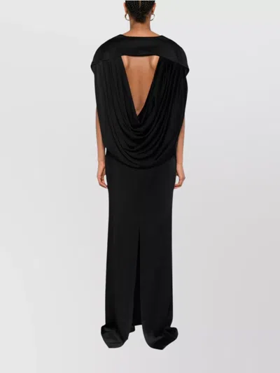 Stella Mccartney Abito Lungo In Raso Nero Donna In Black