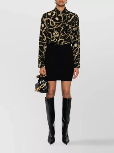 Balmain Monogram-textured Knit Skirt