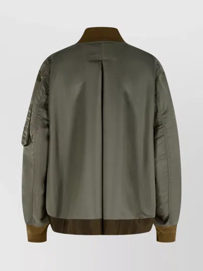 Sacai Bomber Jacket With Ribbed Cuffs And Pockets In Gray