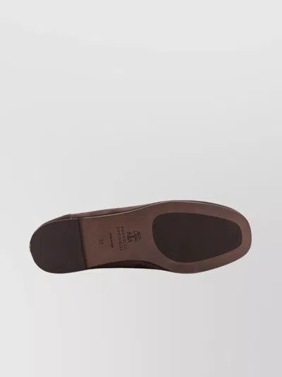 Brunello Cucinelli Women Suede Loafers With Monili Detail In Brown