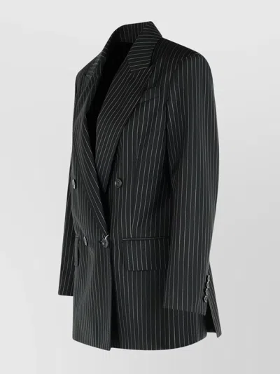 Max Mara Double-breasted Wool Jacket With Pinstripe Design