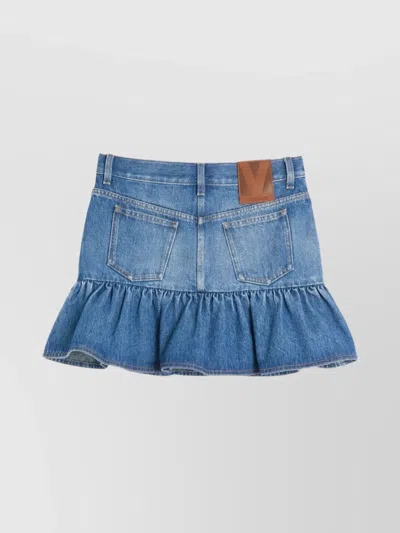 Valentino Denim Skirt Ruffled Hem In Blue