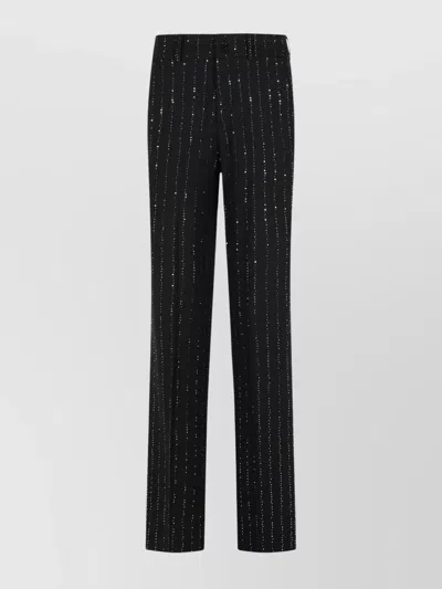 Philipp Plein Wool Blend Sequined Pants With Pinstripe Pattern