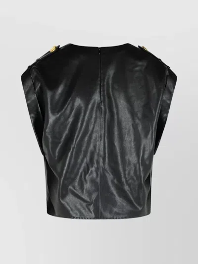 Balmain Drapiertes Oberteil Aus Faux-leder