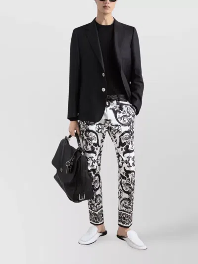 Dolce & Gabbana Linen Jacket Portofino Shape Rounded Lapels In Black