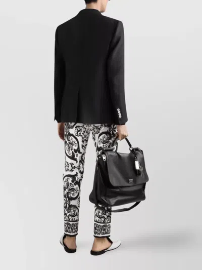 Dolce & Gabbana Linen Jacket Portofino Shape Rounded Lapels In Black