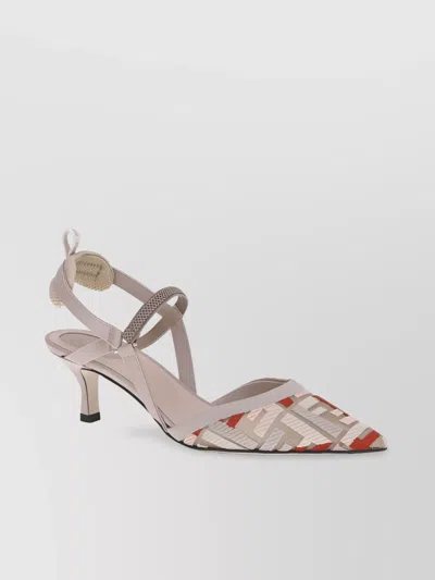 Fendi Mesh Pointed Toe Pumps With Ff Embroidery