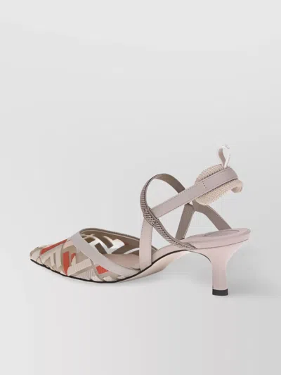 Fendi Mesh Pointed Toe Pumps With Ff Embroidery