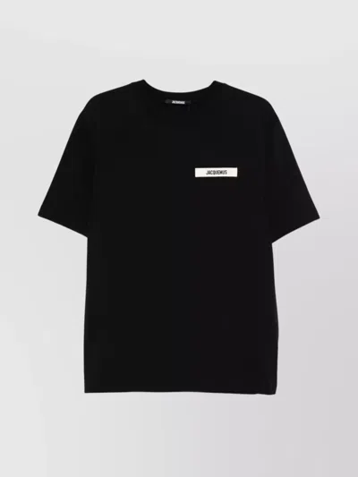 Jacquemus Black Crewneck T-shirt With Logo Detail In Black