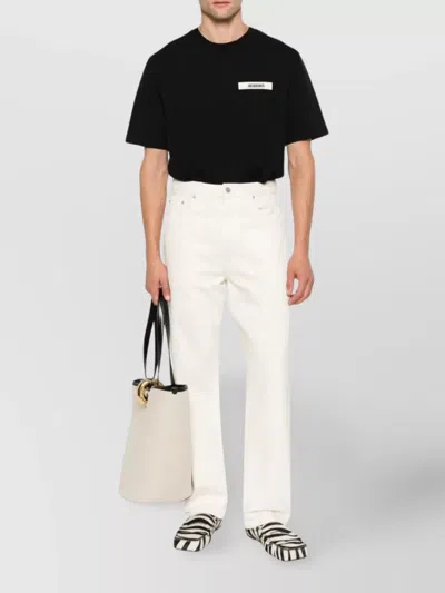 Jacquemus Black Crewneck T-shirt With Logo Detail In Black