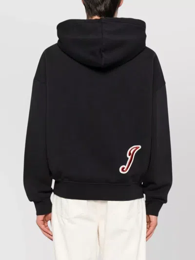 Jacquemus Cotton Sweatshirt With Embroidered Varsity Patch In Black