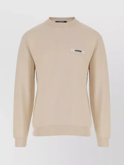Jacquemus Men The Gros Grain Crewneck Sweatshirt With Logo Plaque