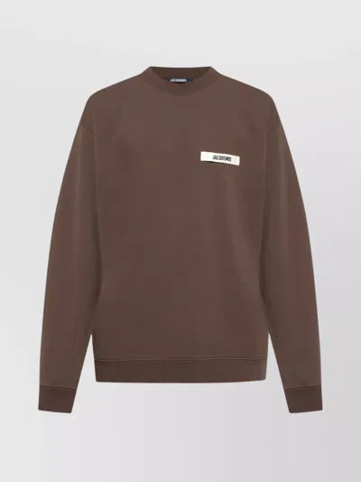Jacquemus Basic Crew Neck T-shirt With Long Sleeves In Brown