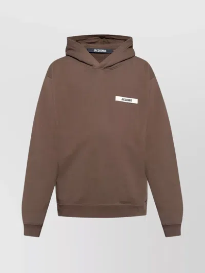 Jacquemus Gros Grain Hooded Sweatshirt In Brown