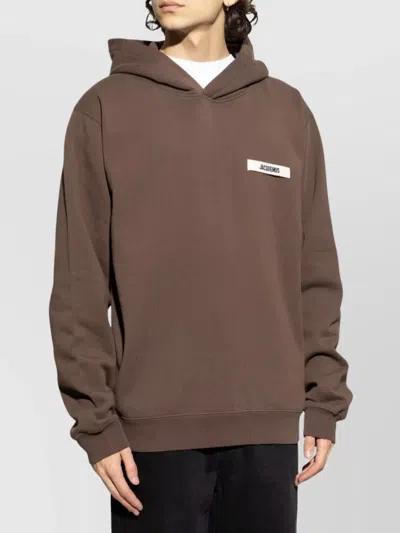 Jacquemus Gros Grain Hooded Sweatshirt In Brown