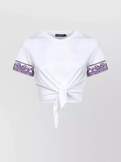 Dolce & Gabbana Cropped Cotton T-shirt Knot Detail