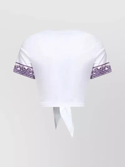Dolce & Gabbana Cropped Cotton T-shirt Knot Detail