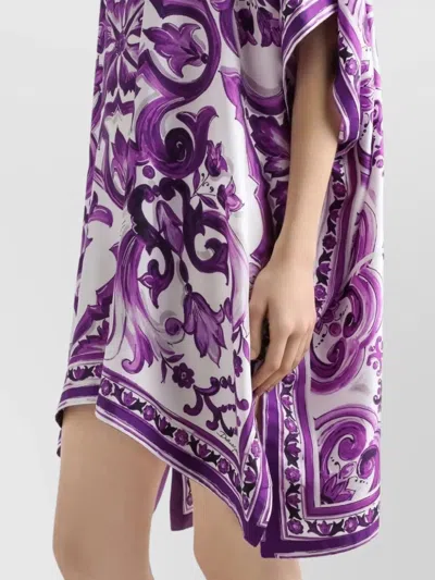 Dolce & Gabbana Kaftano In Twill Stampa Maiolica