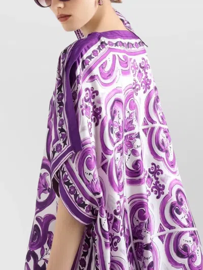 Dolce & Gabbana Kaftano In Twill Stampa Maiolica