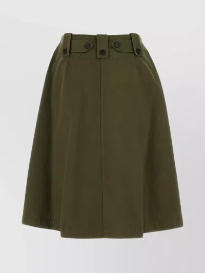 Prada Military Cotton Skirt With Back Pockets