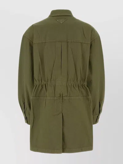 Prada Womens Green Old Panama Drawstring-waist Cotton Jacket