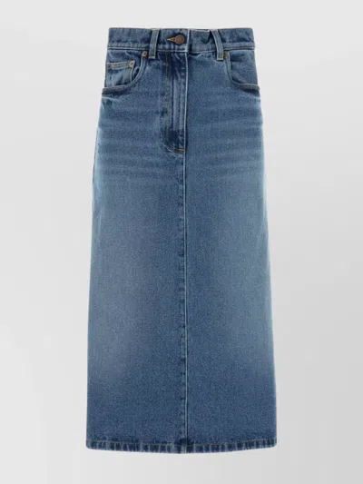 Prada Denim Skirt With Back And Front Pockets In Blue