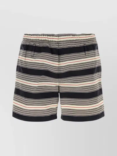 Prada Embroidered Stripes Nylon Swim Shorts