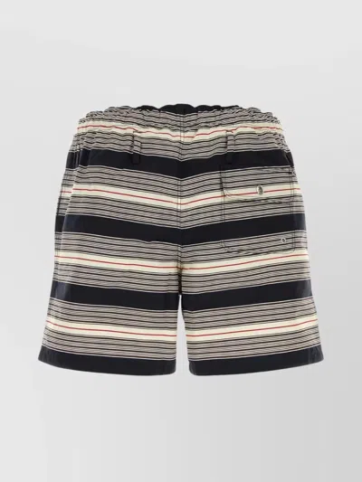 Prada Embroidered Stripes Nylon Swim Shorts