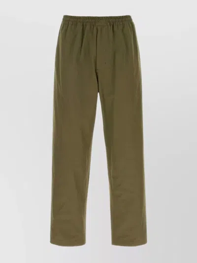 Prada Cotton Pant With Elastic Waistband And Back Pockets In Green