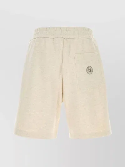 Fendi Cotton Bermuda Shorts With Back Pocket In Neutral