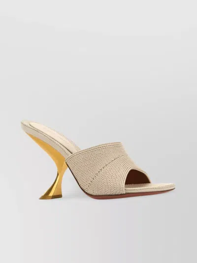 Amina Muaddi Sand Fabric Taylor Mules In Neutral