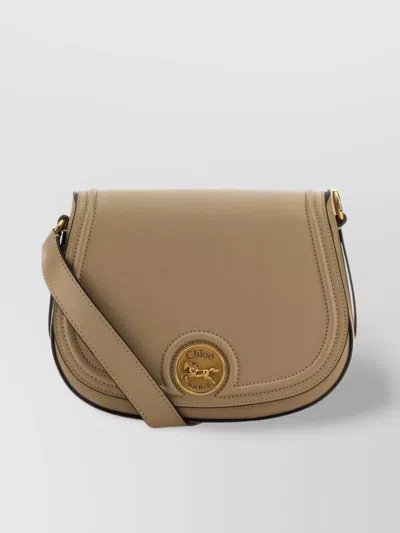Chloé Borsa A Tracolla Horse Medal In Pelle Cappuccino  Donna