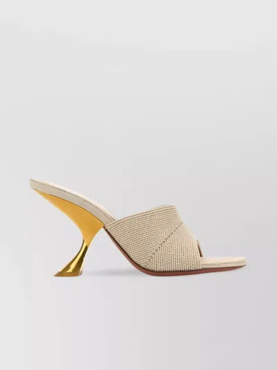 Amina Muaddi Sand Fabric Taylor Mules In Neutral