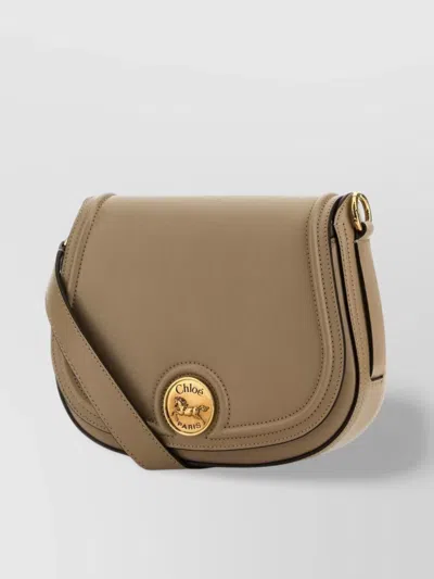 Chloé Borsa A Tracolla Horse Medal In Pelle Cappuccino  Donna