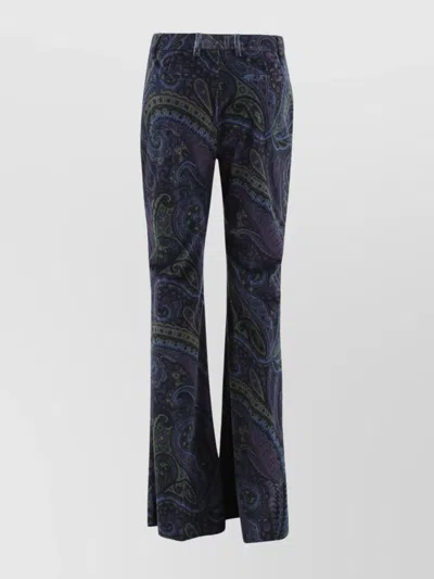 Etro Trousers Featuring All-over Paisley Jacquard Pattern In Blue