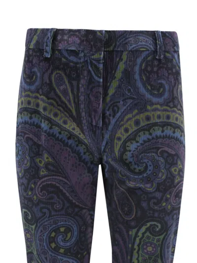 Etro Trousers Featuring All-over Paisley Jacquard Pattern In Blue