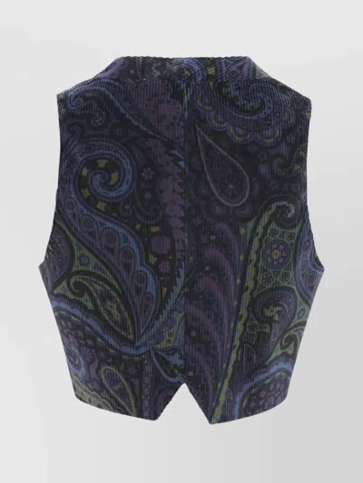 Etro Jacquard Paisley Corduroy Velvet Waistcoat In Multi