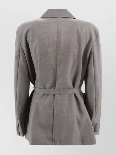Soeur Double-breasted Jacket With Belted Waist In Gray