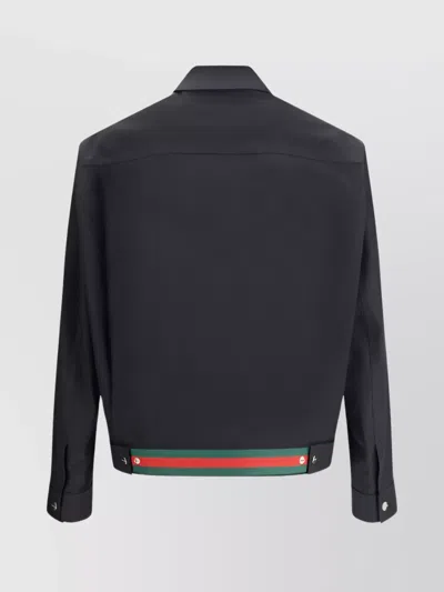 Gucci Twill Jacket With Web Detail In Black