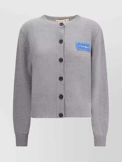 Marni Cashmere Cardigan Patch Clean Design In Gray