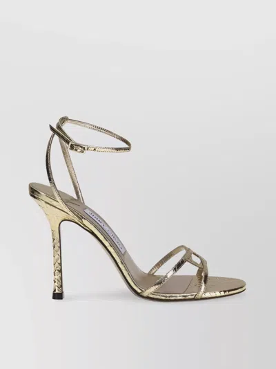 Jimmy Choo 1998 Leopard-print Grosgrain Sandals In Gold
