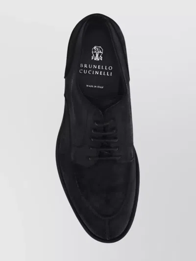 Brunello Cucinelli Almond Toe Lace-up Shoes In Black