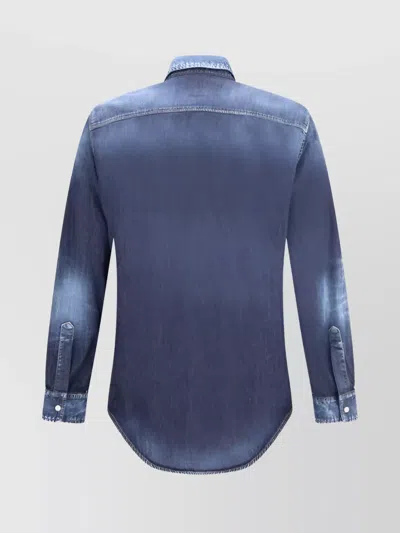 Dsquared2 Denim Shirt With Button-down Collar And Two Pockets In Blue